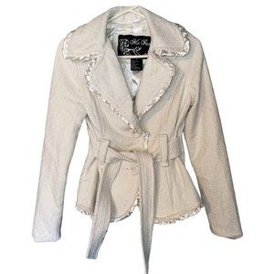 Me Jane Cream Faux Fur Polyester Coat Size Medium